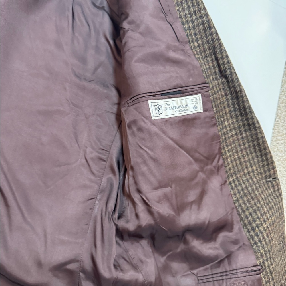 Hickey Freeman Vintage Brown Houndstooth Sport Coat - Picture 5 of 10